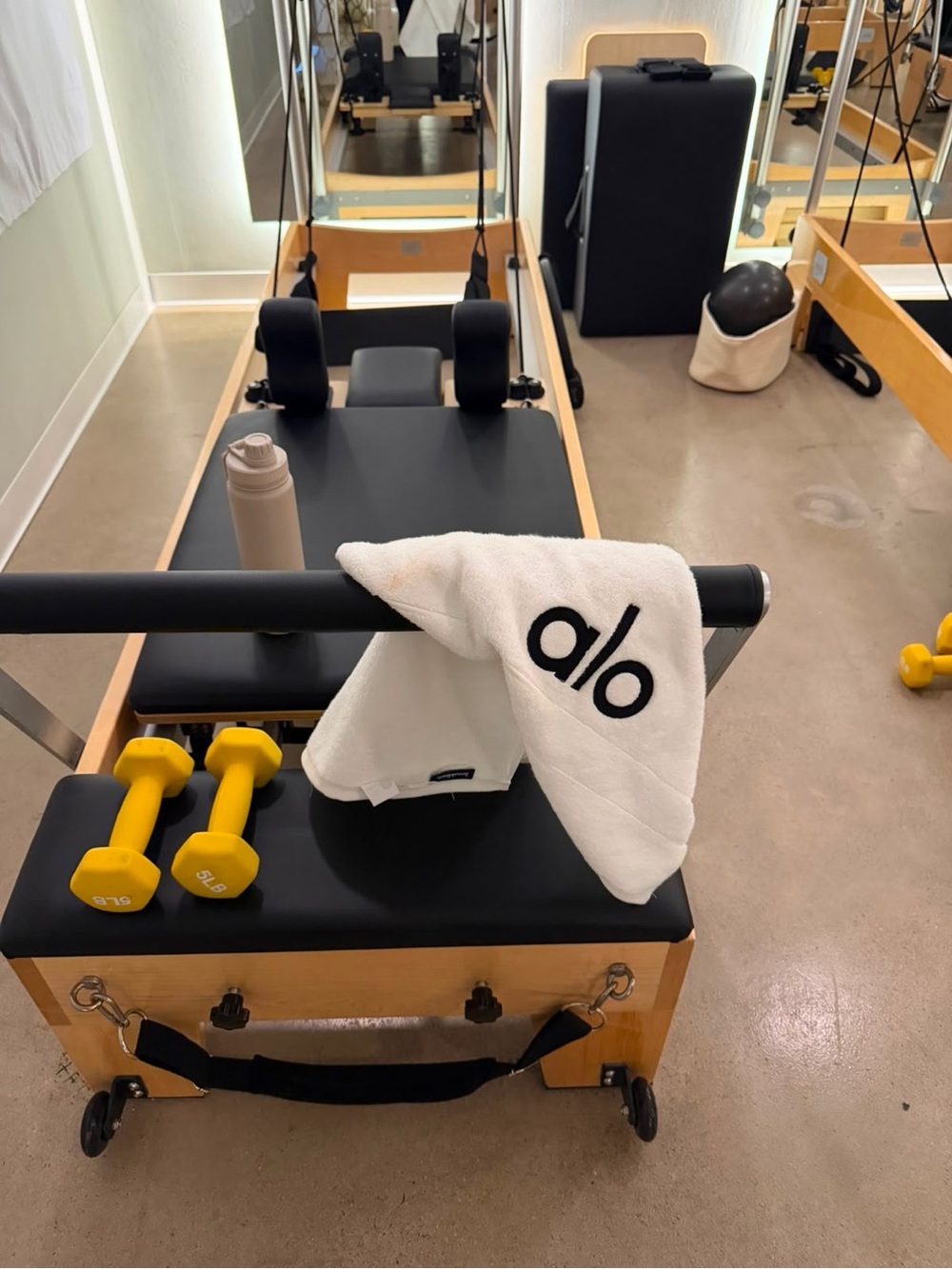 ALO Yoga White Towel with Black Logo Accent